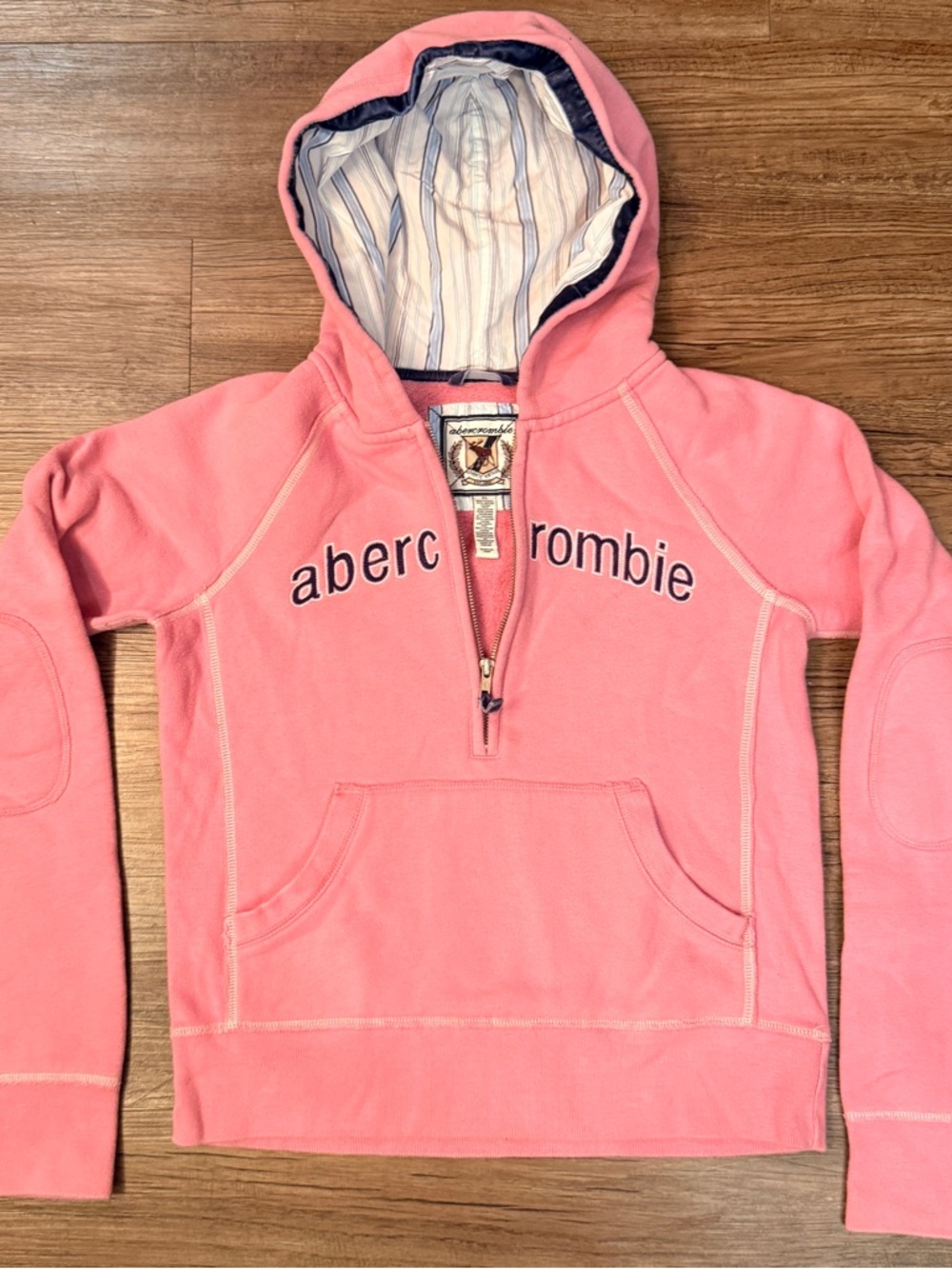 Vintage y2k Era Abercrombie & Fitch Pink Half-Zip Hooded Sweatshirt